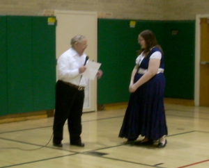 Mattea receiving a dangle from Afternoon Squares!