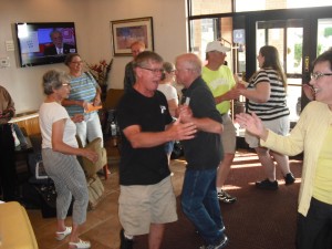 Mob dance in hotel lobby!