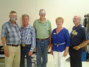 Chad Converse (speak no evil), Larry Witt (see no evil), Jay Orton (hear no evil)!  Roger has duct-tape suspenders!  Bernadette sports a duct-tape belt!