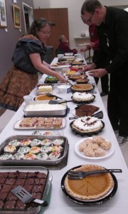 Three tables were crammed with luscious desserts--all calories removed!