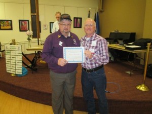 Monte received a certificate for starting Kaleidoscope Squares.