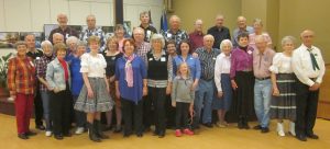 Dancers with Caller Tom Allen and Cuer Sarah Klaphake.